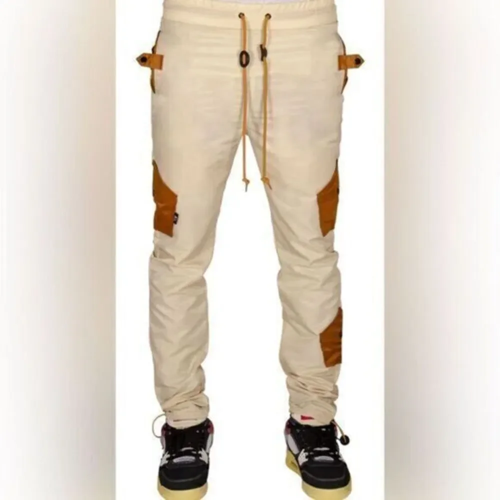 NWT The Hideout Co Men’s Snakes & Shapes Tan/Brown Cargo Jogger Pants - Size M